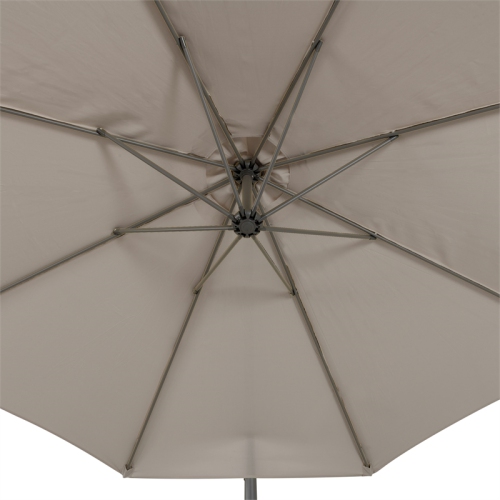 CorLiving Collapsible 11 ft. Offset Patio Umbrella - Sand Grey