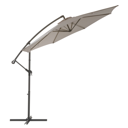 CorLiving Collapsible 11 ft. Offset Patio Umbrella - Sand Grey