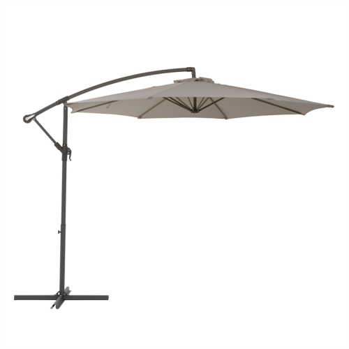 CorLiving Collapsible 11 ft. Offset Patio Umbrella - Sand Grey