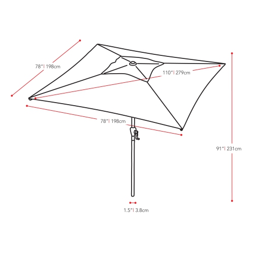 CorLiving 6.5 ft. Square Patio Umbrella - White