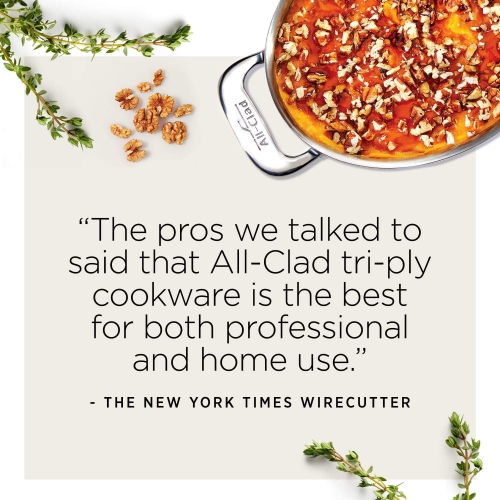 All-Clad 4201.5 Stainless Steel Tri-Ply Bonded Dishwasher Safe Sauce Pan with Lid Cookware, 1.5-Quart, Silver