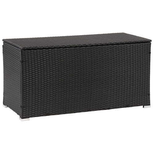 Parksville Resin Wicker Patio Cushion Box - Black/Ash Grey