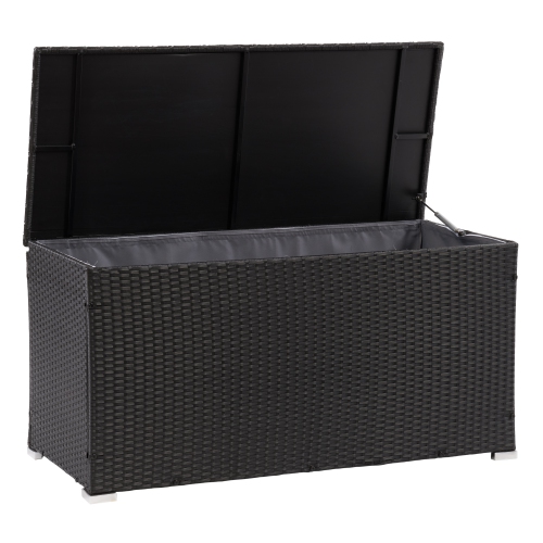 Parksville Resin Wicker Patio Cushion Box - Black/Ash Grey