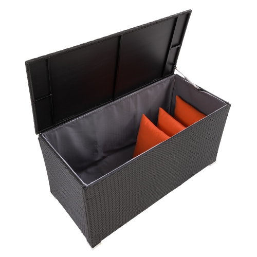 Parksville Resin Wicker Patio Cushion Box - Black/Ash Grey