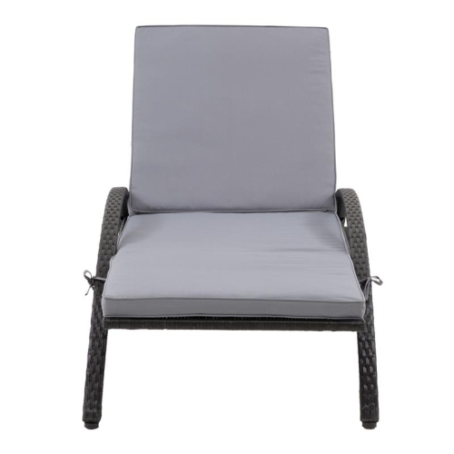 Parksville Resin Wicker Folding Patio Lounge Chair - Black/Ash Grey