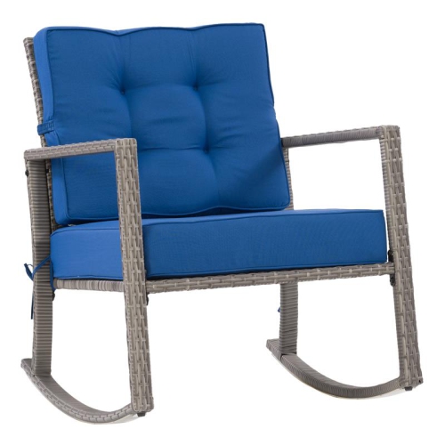 Parksville Resin Wicker Patio Rocking Chair - Grey/Oxford Blue