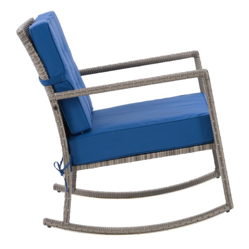 Parksville Resin Wicker Patio Rocking Chair - Grey/Oxford Blue