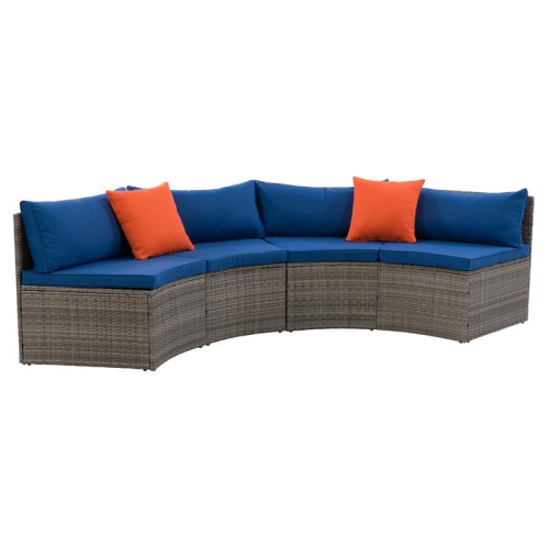 Parksville Resin Wicker 4-Piece Patio Sectional - Grey/Oxford Blue