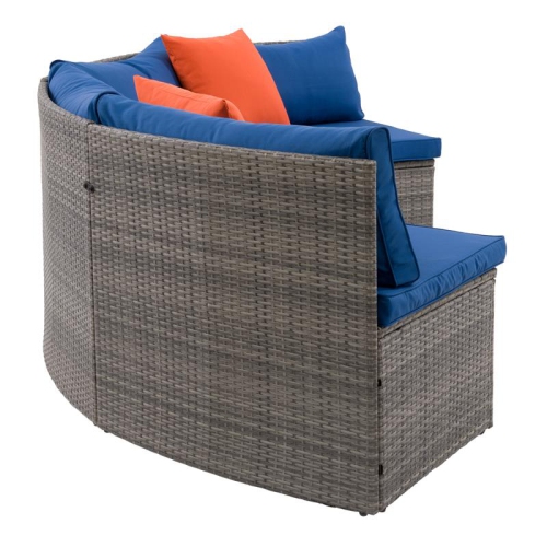 Parksville Resin Wicker 4-Piece Patio Sectional - Grey/Oxford Blue