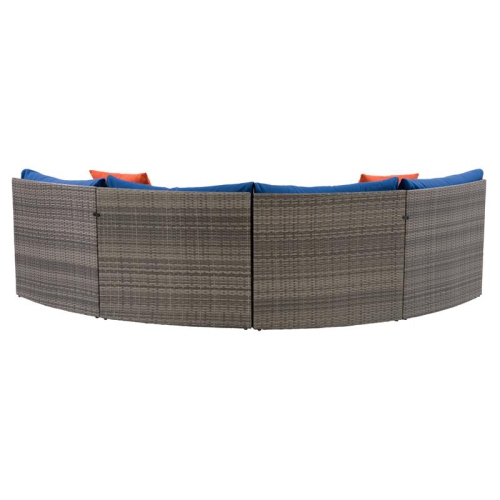 Parksville Resin Wicker 4-Piece Patio Sectional - Grey/Oxford Blue