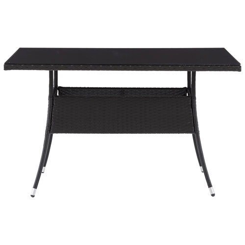 Parksville Modern 6-Seating Rectangular Patio Dining Table - Black