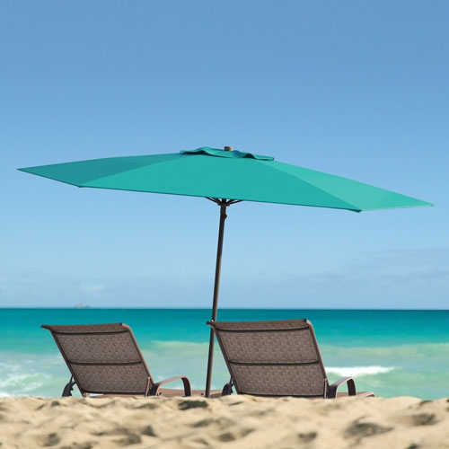 CORLIVING  Contemporary 7.5 Ft. Deluxe Beach Umbrella - Turquoise In Blue
