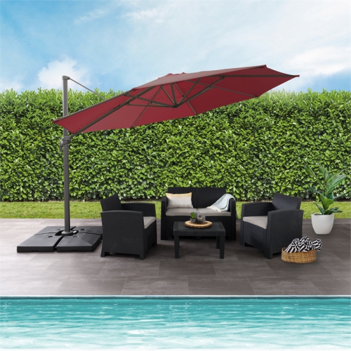 CorLiving Collapsible 11.5 ft. Deluxe Patio Umbrella - Wine Red