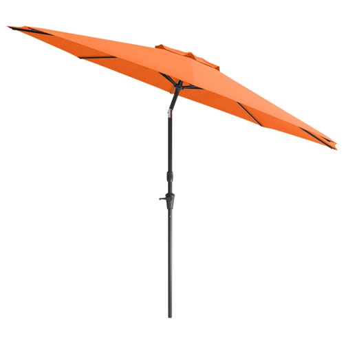 10&nbsp;pi repliable de CorLiving. Parasol de patio circulaire inclinable - Orange