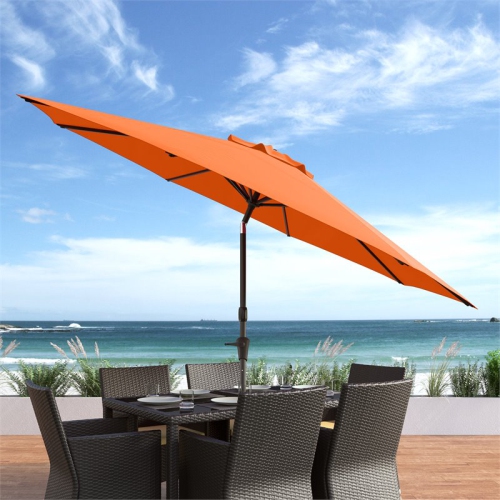10&nbsp;pi repliable de CorLiving. Parasol de patio circulaire inclinable - Orange