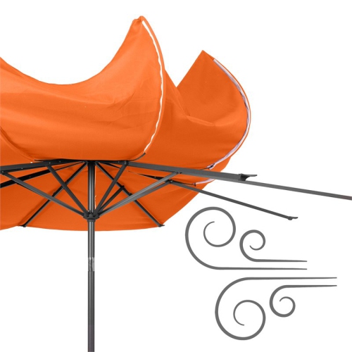 10&nbsp;pi repliable de CorLiving. Parasol de patio circulaire inclinable - Orange