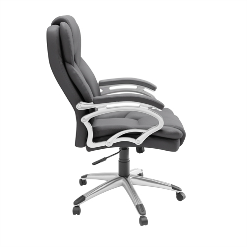 CorLiving Workspace High-Back Faux Leather Executive Chair - Steel Grey