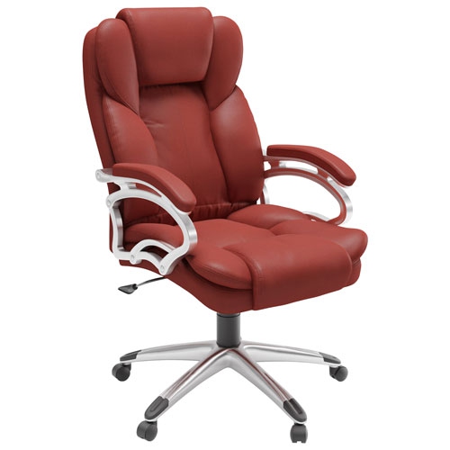 Fauteuil de bureau en similicuir à dossier haut Workspace de CorLiving - Rouge brique