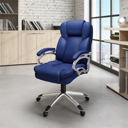 CorLiving Workspace High-Back Faux Leather Executive Chair - Cobalt Blue