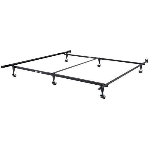 CORLIVING  Adjustable Bed Frame - Queen to King-Black Bed Frame