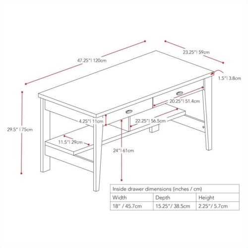 CorLiving Folio Drawer Desk - Black Espresso