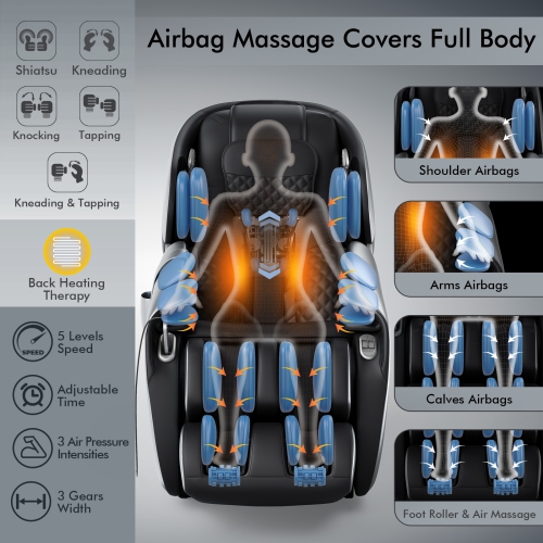 Relaxe Zero Gravity Shiatsu Massage Chair with Heating
