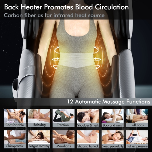 Relaxe Zero Gravity Shiatsu Massage Chair with Heating