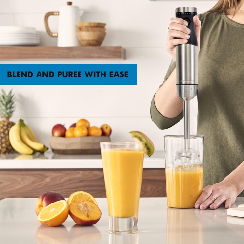 Kenmore 400W Hand Blender, Variable Speed Immersion Blender Food Chopper Whisk, Black and Silver
