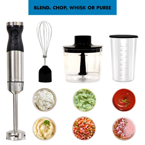 Kenmore 400W Hand Blender, Variable Speed Immersion Blender Food Chopper Whisk, Black and Silver
