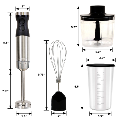 Kenmore 400W Hand Blender, Variable Speed Immersion Blender Food Chopper Whisk, Black and Silver