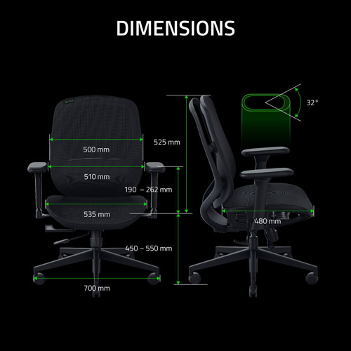 Razer Fujin Mesh Gaming Chair - Black - Exclusive Retail Partner