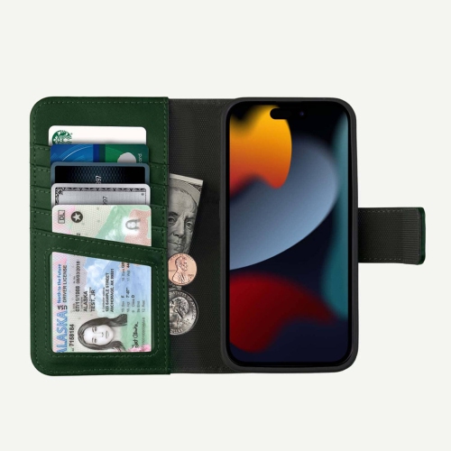 CASECO  Iphone 15 Wallet Case With Magsafe - 5Th Ave In Green