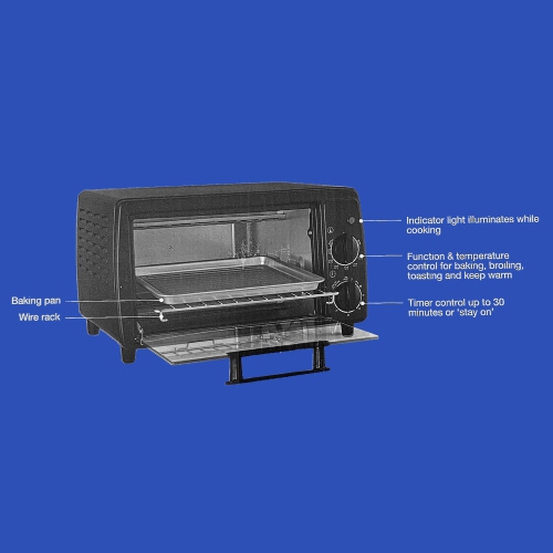 Toastess - Toaster Oven, 4 Slice Capacity, Temperature Control, 1000 Watts, Black