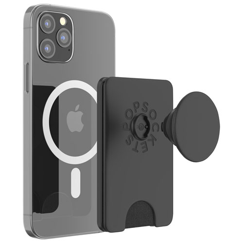 Portefeuille à prise extensible et support universel MagSafe PopWallet+ de PopSockets - Noir