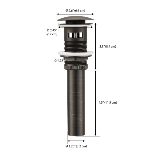 Ancona Bathroom Sink Pop-Up Drain with Overflow in Black Oil Rubbed Bronze