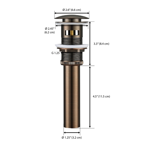 Drain de lavabo Ancona avec débordement en bronze huilé