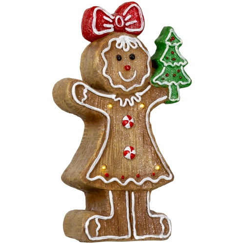 LED Lighted Gingerbread Girl Christmas Figurine - 15.25"