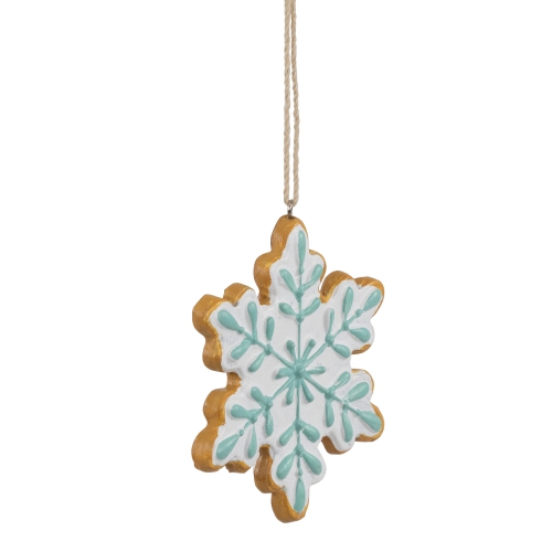 Frosted Snowflake Cookie Christmas Ornament - 3.75" - White and Green