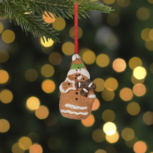 Gingerbread Snowman with Star Christmas Ornament - 2.75"