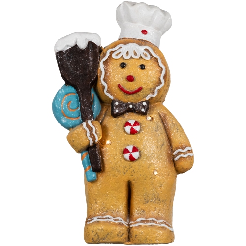NORTHLIGHT  Led Lighted Glittered Gingerbread Snowman Chef Christmas Figure - 17.5"