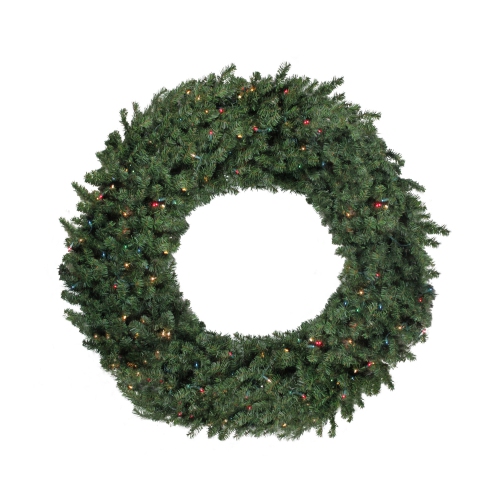 NORTHLIGHT  Pre-Lit Canadian Pine Commercial Size Christmas Wreath - 12' - Multicolor Lights