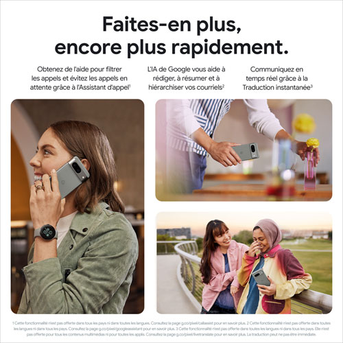 Pixel 8 de 128 Go de Google avec Freedom Mobile - Vert lichen - Paiement Balance mensuel