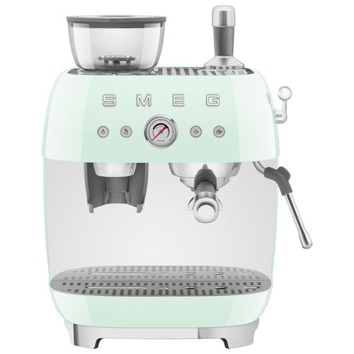 Smeg Manual Espresso Coffee Machine with Frother & Coffee Grinder - Pastel Green