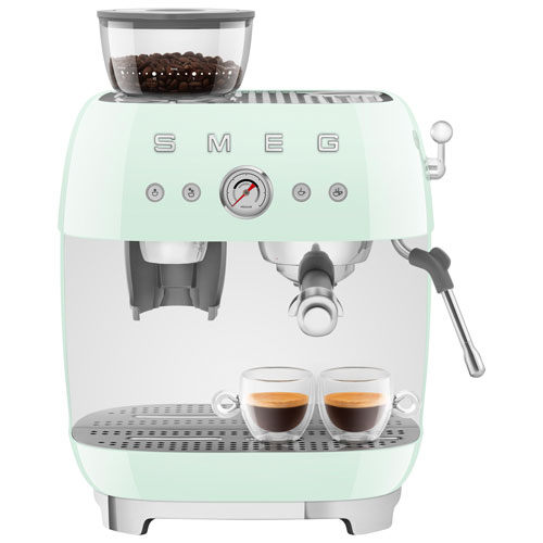 Machine à espresso manuelle de Smeg avec mousseur et moulin à café - Vert pastel
