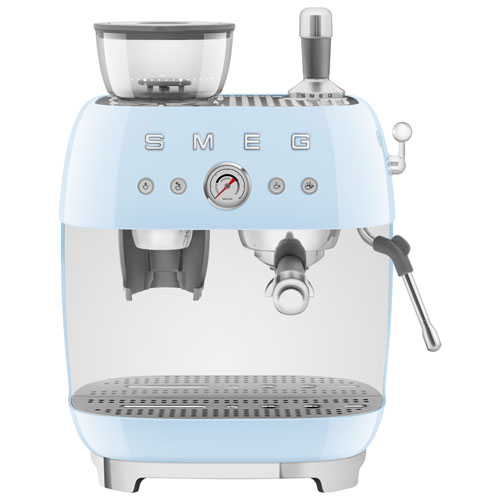Smeg Manual Espresso Coffee Machine with Frother & Coffee Grinder - Pastel Blue