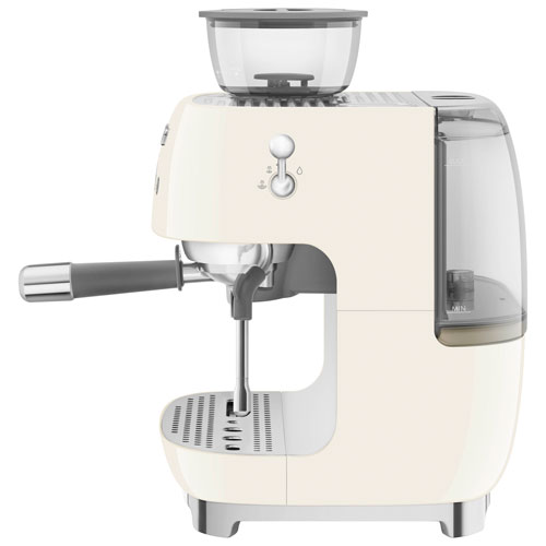 Machine à espresso manuelle de Smeg avec mousseur et moulin à café - Crème