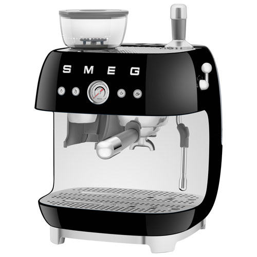 Machine à espresso manuelle de Smeg avec mousseur et moulin à café - Noir