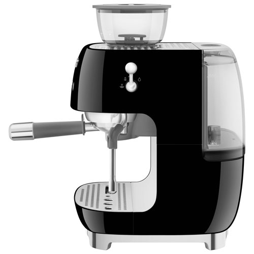 Machine à espresso manuelle de Smeg avec mousseur et moulin à café - Noir