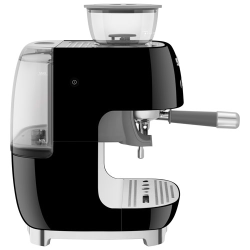 Machine à espresso manuelle de Smeg avec mousseur et moulin à café - Noir