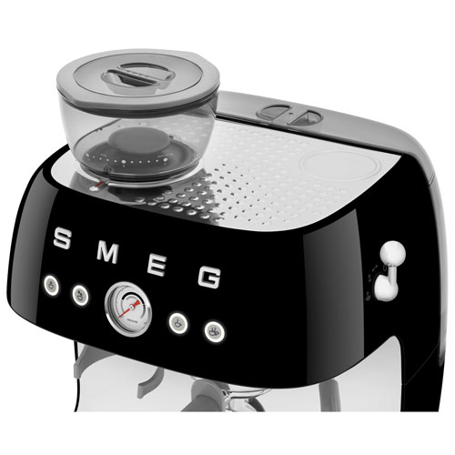 Machine à espresso manuelle de Smeg avec mousseur et moulin à café - Noir